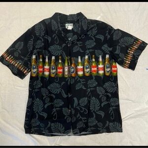 Vintage 90’s Men’s Hawaiian shirt/Hawaiian beer, themed shirt